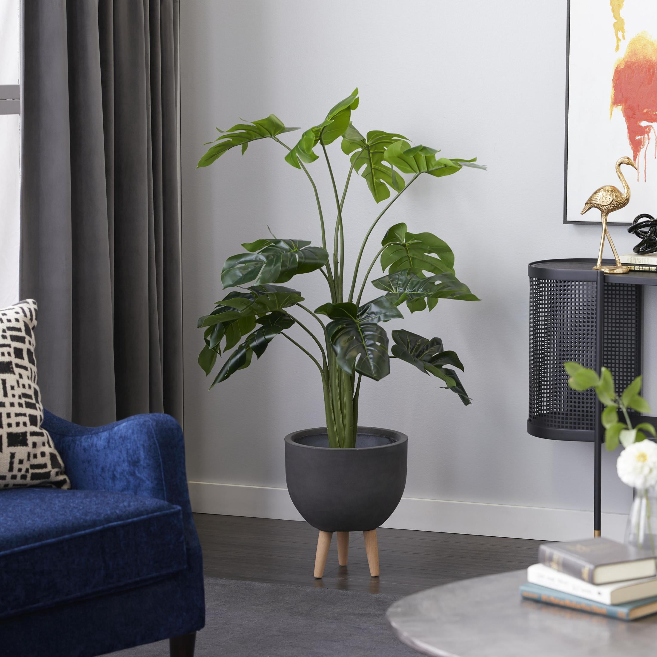 DecMode 48" Artificial Monstera Plant in Realistic Leaves and Black Plastic Pot