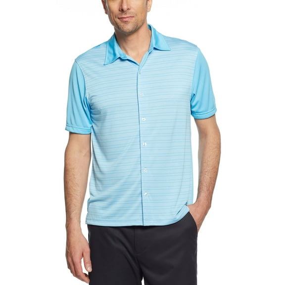 Buttoned Front Shirt Large L Waterfront Blue and White Stripes