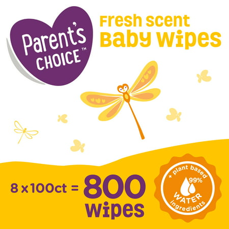 Parent's Choice Fresh Scent Baby Wipes, 8 packs of 100 (800