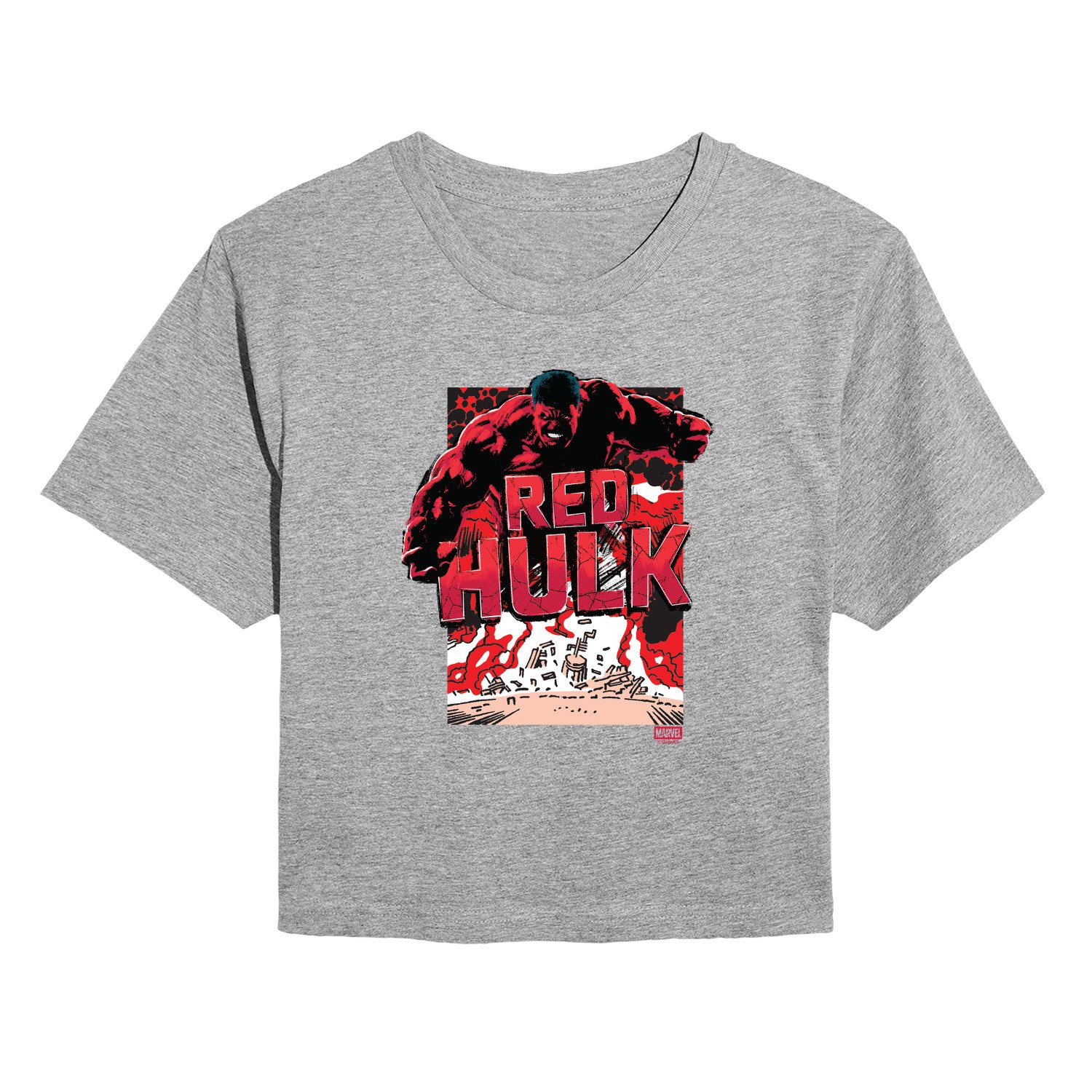 Marvel - Angry Red Hulk - Juniors Cropped Graphic T-Shirt