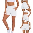 thumbnail image 4 of Only Moment Women's Summer Sweat Shorts Polyester,Spandex Summer Workout Casual Lounge Shorts Maternity Shorts White,S, 4 of 8