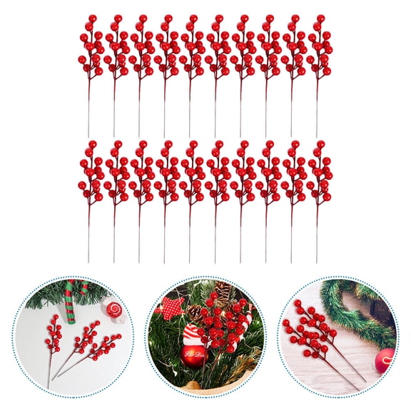 WEAVILUX 25 Pieces Red Berry Branches Foam Christmas Decorations, Holiday Wreath Accents for Festive Seasonal Home Decor