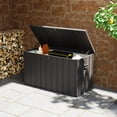 thumbnail image 2 of Outsunny 119 Gallon Deck Box, Outdoor Storage Box with Wheels, Dark Grey, 2 of 10