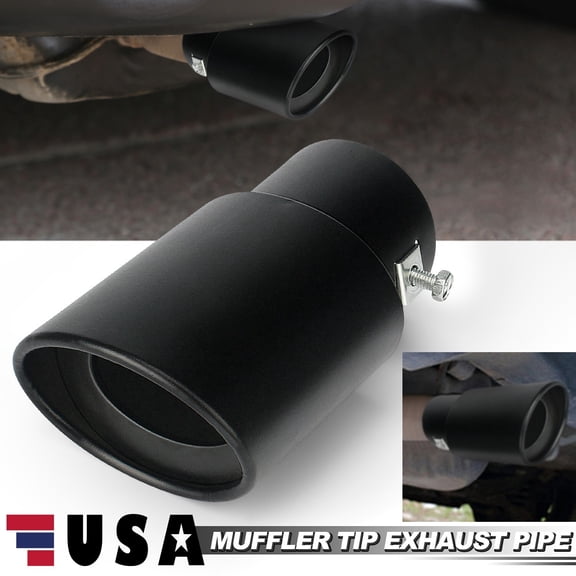 Venoro Car Rear Exhaust Pipe Tail Muffler Tip Round Chrome Stainless Steel Accessories, Black