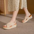 thumbnail image 5 of Cut Out Women Casual Wedges Sandals One Line Buckle Peep Toe Women Summer Beach Sandals Women Sandals, 5 of 7