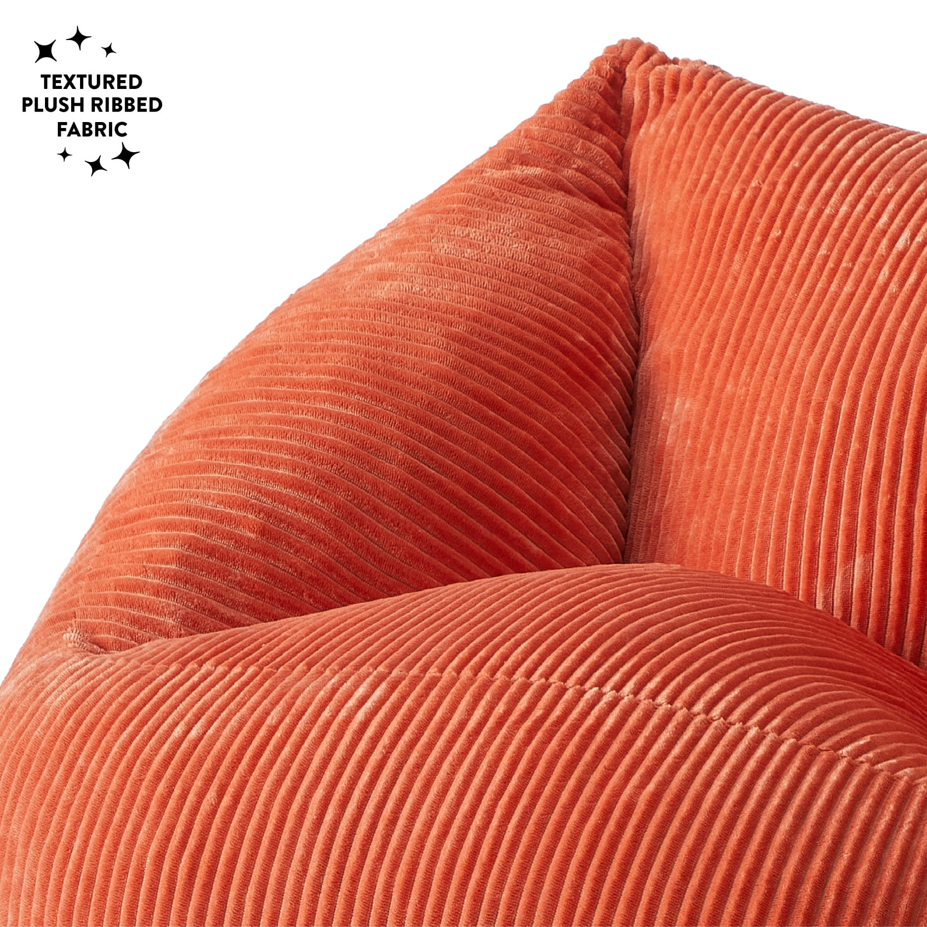 Mainstays Becky G Ribbed Plush Compressed Foam Chair, Mandarin for Teens and Adults