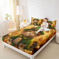 thumbnail image 4 of Feelyou Luck Cat Kids Full Size Sheets, Shamrock Leaf Plant Bed Sheets, 4 Pieces, 4 of 7
