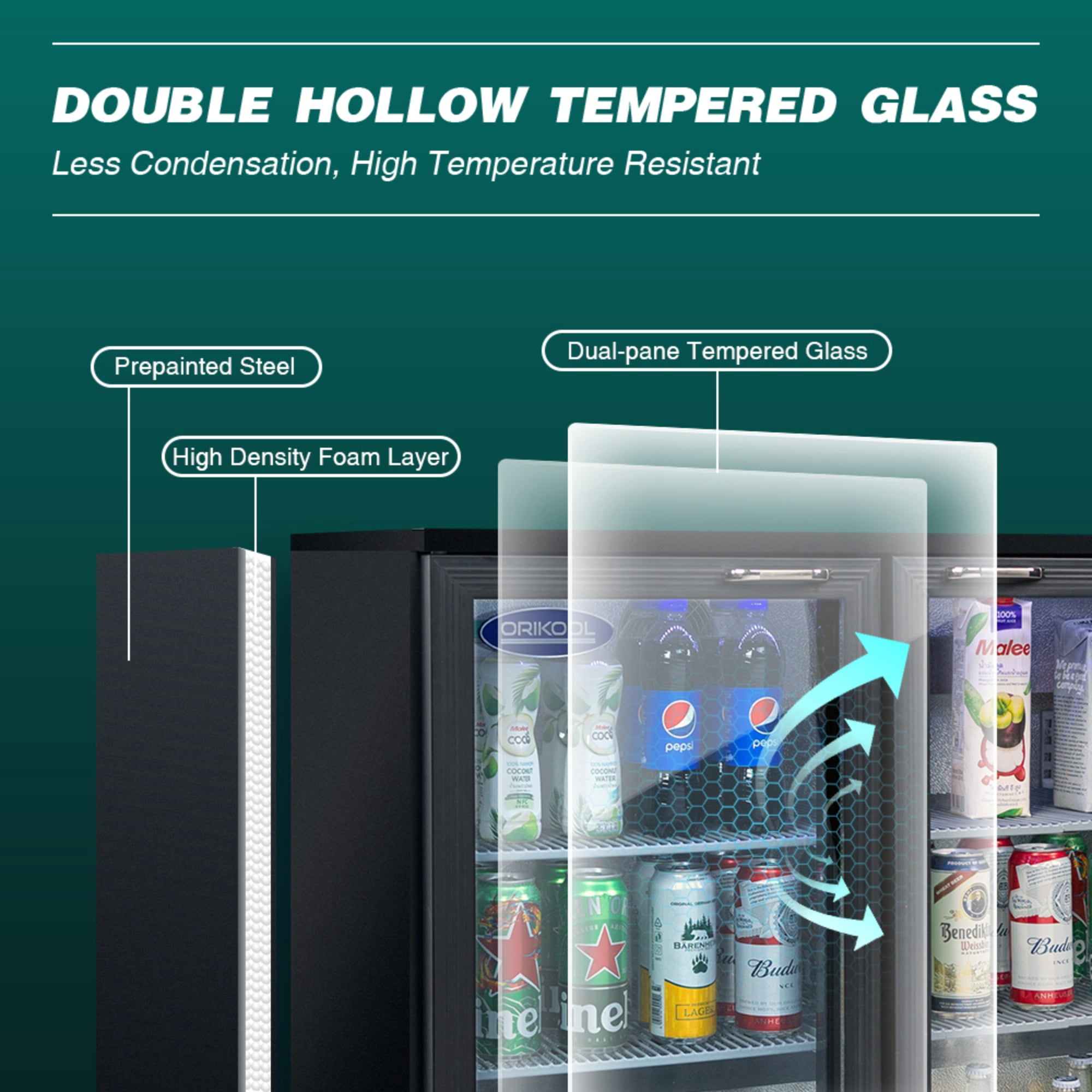 Beverage Refrigerators Cooler  53 inch 3 Glass Door Back Bar, 480 Cans Commercial Display Bar Fridge for Beer Wine and Drink 11.3 Cu.Ft