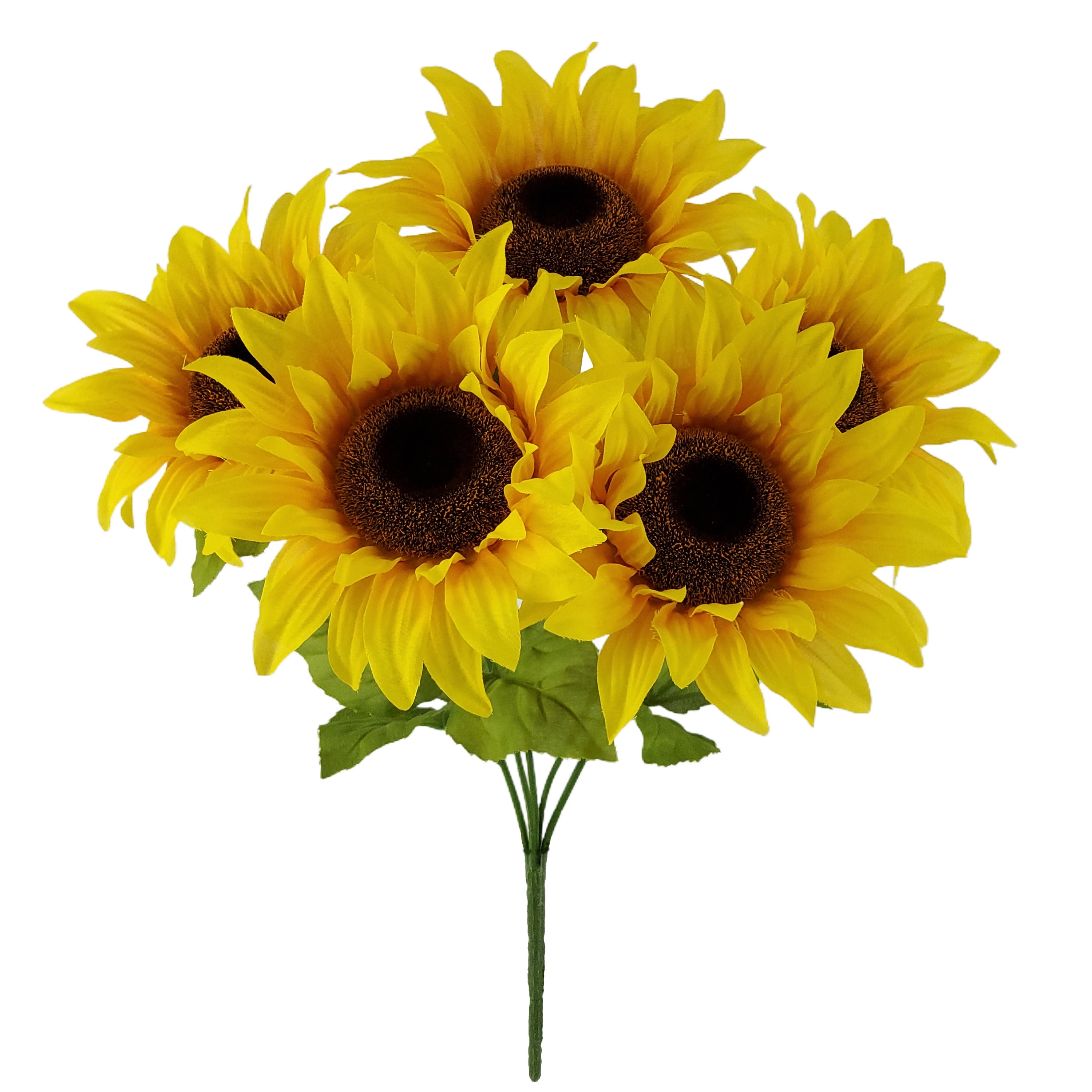 (2 pack) Mainstays Indoor Artificial Floral Bush, Sunflower, Yellow, Assembled Height 19.25".