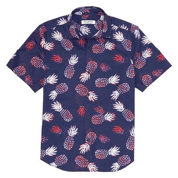 $128 Tommy Bahama Coast Alotta Colada Camp Shirt , Island Navy , S
