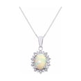 thumbnail image 3 of RYLOS Jewelry For Women 14K White Gold Princess Diana Inspired Ring & Pendant Necklace W/ 18" Chain Gemstone & Diamonds 9X7MM  Opal October Birthstone Womens Jewelry Matching  Gold Jewelry For Women, 3 of 10