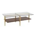 thumbnail image 2 of Allora Mid-Century Brass Metal Rectangle Coffee Table with Walnut Wood Shelf, 2 of 8