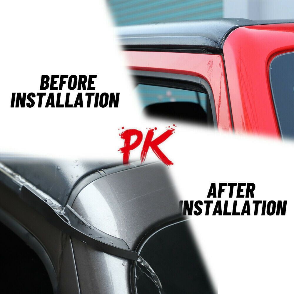 DAMAIJOY Top Roof Water Rain Gutter Extension Accessories for Jeep for Gladiator 2020-2021 for Wrangler 2018-2021 Black TRWRGEFJWJJ2A