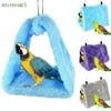 BadPiggies Winter Warm Bird Nest House Shed Hut Plush Fluffy Hanging Hammock Finch Cage Birds Hut Hideaway for Hamster Parrot Macaw Eclectus Parakeet Cockatoo (L, Blue)