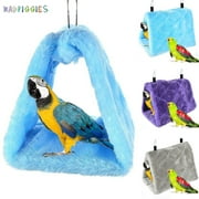 BadPiggies Winter Warm Bird Nest House Shed Hut Plush Fluffy Hanging Hammock Finch Cage Birds Hut Hideaway for Hamster Parrot Macaw Eclectus Parakeet Cockatoo (M, Blue)