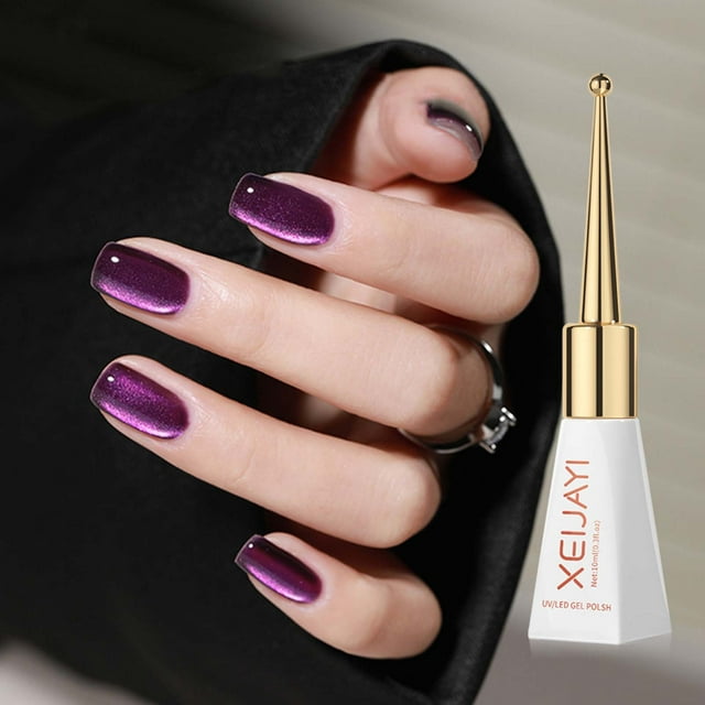 Esmalte de uñas blanco de cerámica con efecto ojo de gato, pegamento para esmalte de uñas, esmalte de uñas blanco de porcelana brillante, 10 ml por uña.