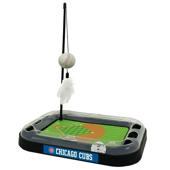 Pets First MLB Chicago Cubs CAT Scratcher Mat Toy with Catnip Plush & Feather Cat Toy 5-in-1 Kitty Toy