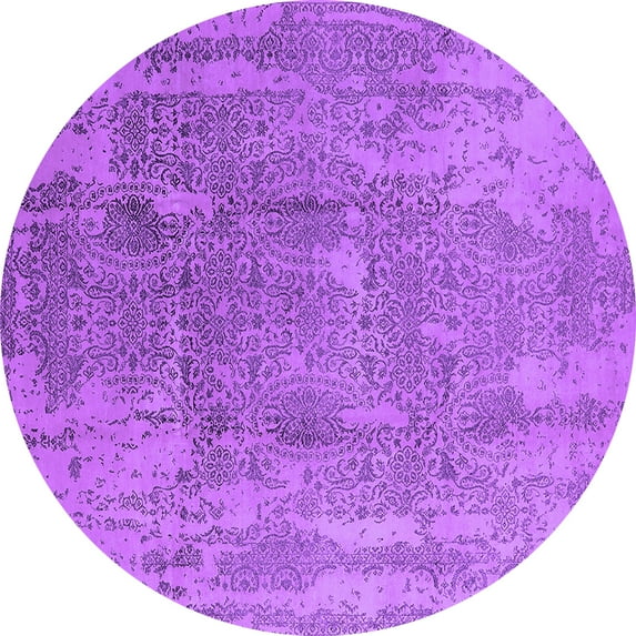 Ahgly Company Indoor Round Oriental Purple Industrial Area Rugs, 4' Round