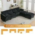 thumbnail image 7 of Lovableguy U Shape Modular Sectional Sofa,Modern Chenille Comfy Modular Cloud Couch with Movable Ottomans,Memory Foam & Double Cushion,6 Seat Upholstery Sectional Couch for Living Room,Office,Black, 7 of 7