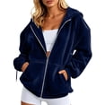 thumbnail image 3 of Womens Velvet Zip Up Hoodie Long Sleeve Oversized Hooded Sweatshirt Fall Velour Y2K Jacket with Pockets 2026 Fashion Clothes, 3 of 6
