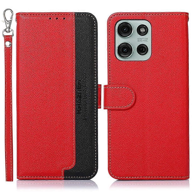 KHAZNEH For Motorola Moto G75 5G Case RFID Blocking Wallet PU Leather Phone Cover - Black