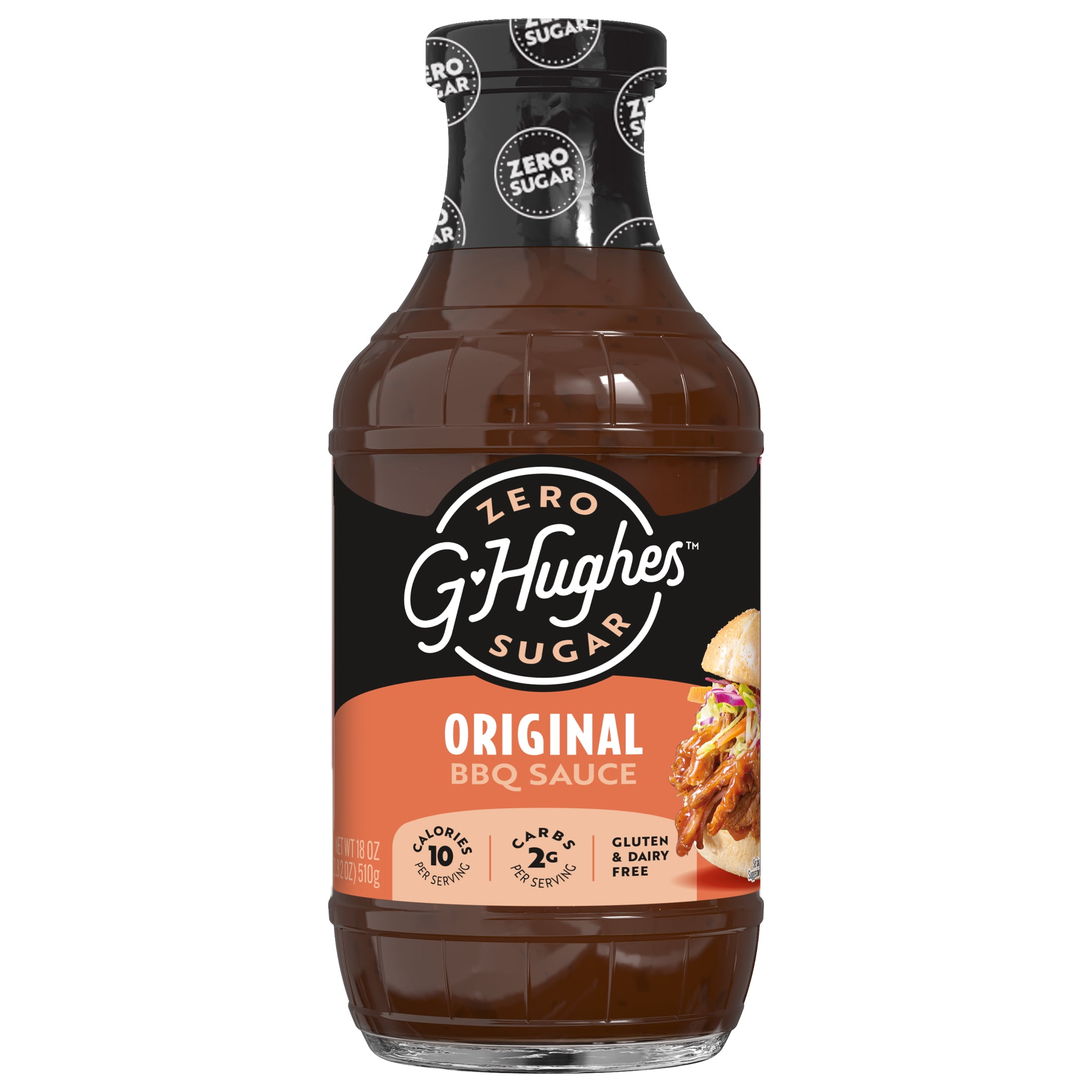 (6 pack) G Hughes Zero Sugar Original BBQ Sauce, 18 oz