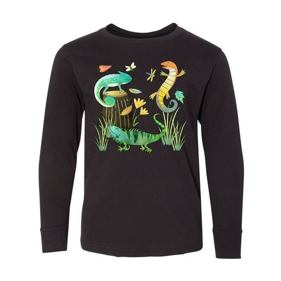 Inktastic Cute Lizards Hanging out Long Sleeve Youth T-Shirt