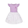 thumbnail image 1 of Girls Dress Purple Ruffle Sleeve Butterfly Sparkling Skirt Party 7 Years, 1 of 5