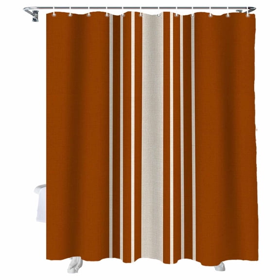 Shower Curtain Burnt Orange Vertical Stripes Shower Curtains for Bathroom Bathtub, Waterproof Fabric Shower Curtain Set with Hooks, Extra Long 72" x 78" Classic Striped Linen