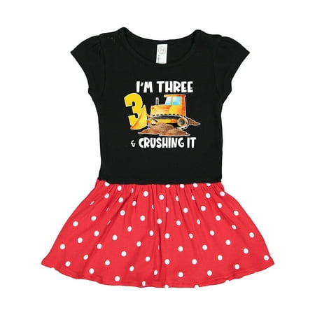 

Inktastic I m 3 and Crushing It Construction 3rd Birthday Gift Toddler Girl Dress