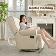 thumbnail image 2 of SUNVIVI Swivel Nursery Glider Recliner, Comfy Upholstered Glider Chair with Lumbar Pillow and Footrest, 2 of 8