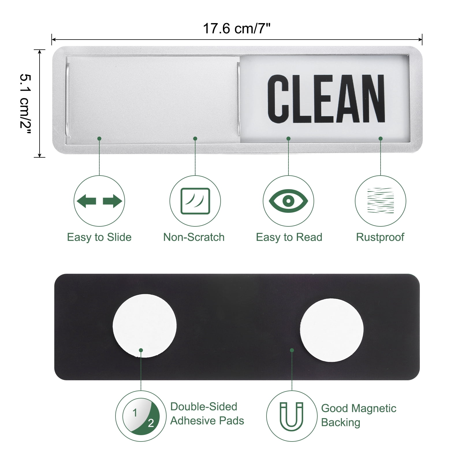 Unique Bargains Dishwasher Magnet Clean Dirty Sign Black/White Bold Word Sign Silver