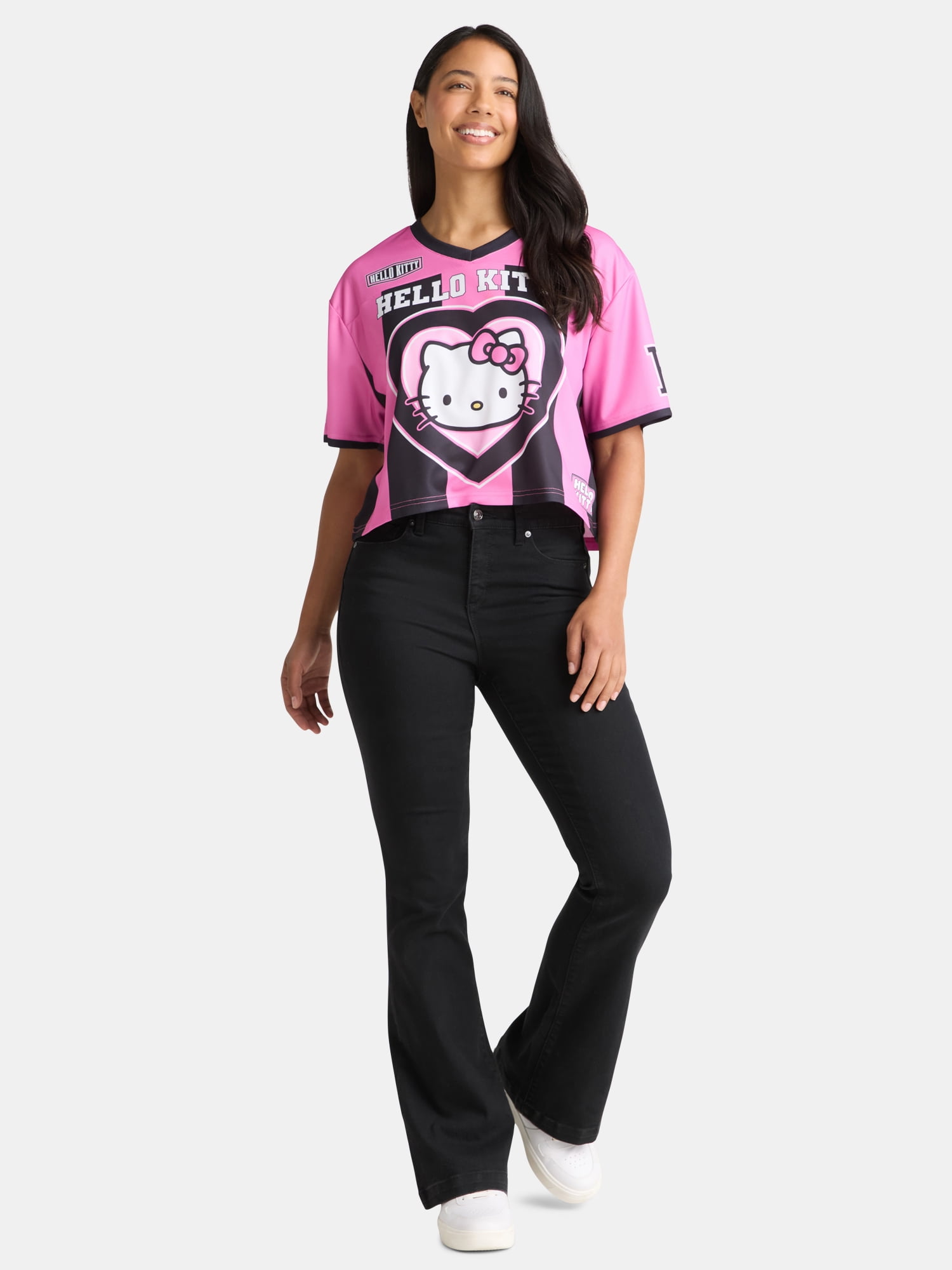 Sanrio Hello Kitty Women’s Graphic Football Skimmer Jersey, Sizes XXS-XXL