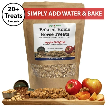 Ginger Biscuits - Bake at Home Horse Treats - Apple Flavor - Makes 20 Treats, 1 lb, 9 oz Dry Mix