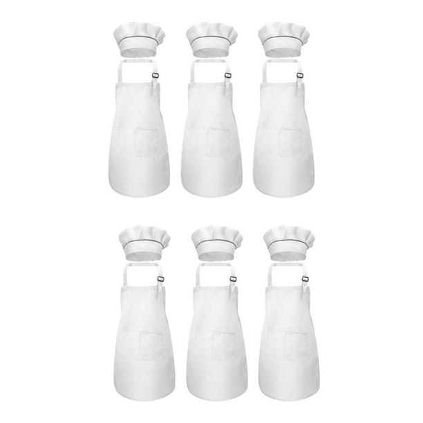 12 Piezas Conjunto de Delantal para Niños Y Gorro de Cocinero Delantal de Cocina Infantil Ajustable para Cocinar Y Pintar