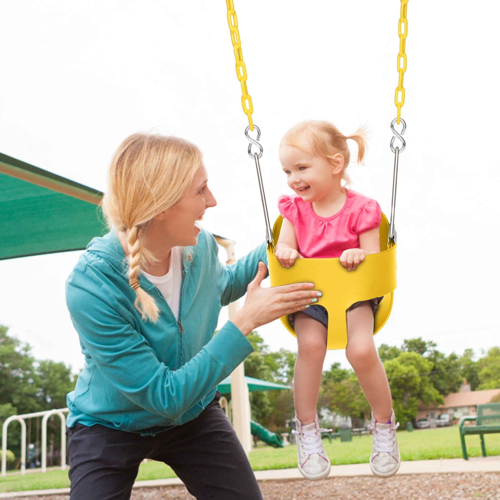 Ktaxon Outdoor High Back Full Bucket Toddler Swing Seat for
