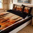 thumbnail image 3 of Manfei Rustic Grizzly Bear Zipper Twin Comforter Sets with Fitted Sheet and 2 Pillowcases, Countryside Pine Tree Zipper Bedding Set, Dark Brown Orange, Black Reversible, 4pcs, 3 of 7