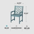 thumbnail image 3 of Four Seasons Courtyard Distressed Hardwood Portland Patio Arm Chair, Blue, 3 of 7