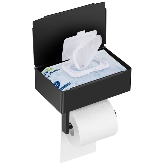 Porta Papel Higiénico BARIKUEO de Acero Inoxidable Negro con Almacenamiento