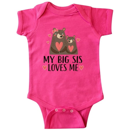 

Inktastic Little Sister My Big Sis Loves Me Gift Baby Boy or Baby Girl Bodysuit
