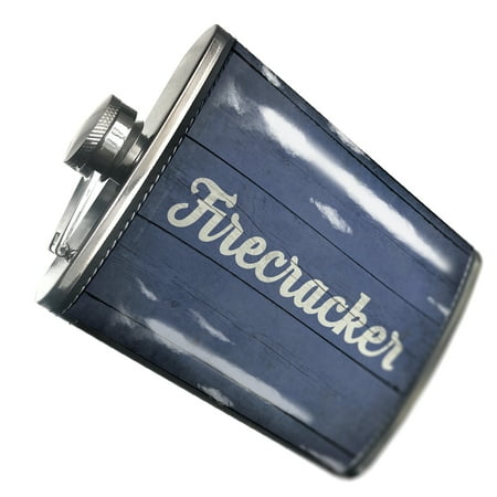 

NEONBLOND Flask Firecracker Fourth of July Blue and White Wood Planks