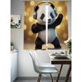 thumbnail image 4 of Panda Sheer Curtains 2 Panels Set Abstract Headphone Panda Shiny Light Background Sheer Window Curtains Light Filtering Rod Pocket Voile Drapes for Bedroom Living Room 52"x63", 4 of 9