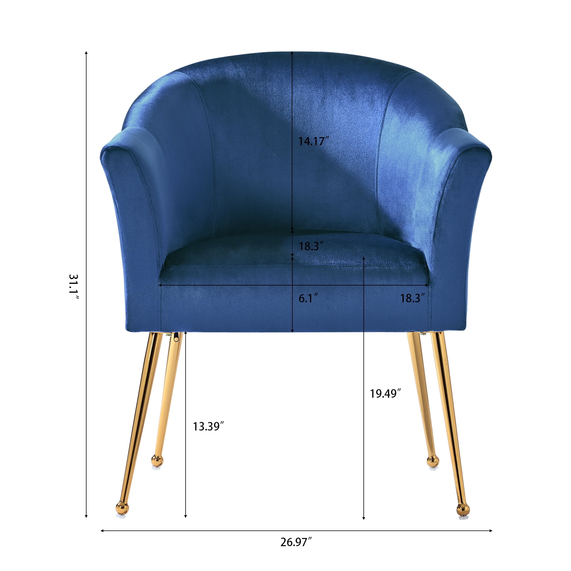 YYAo Velvet Accent Chair, Upholstered Comfy Armchair with Metal Legs for Bedroom, Living Room, Blue YYAo Velvet Accent Chair, Upholstered Comfy Armchair with Metal Legs for Bedroom, Living Room, Blue