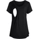 thumbnail image 1 of Camiseta de maternidad para mujer, de manga corta, lisa y de doble capa, suave, para amamantar., 1 of 5