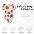 thumbnail image 6 of Naloa Strawberry Floral Women's Short-Sleeved Onesie, One-Piece Swimsuit for Parties, dates, clubs - Medium, 6 of 9