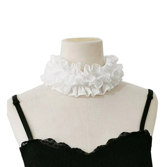Women Halloween Neck Ruff Collar Renaissances Ruffled Wrist Cuffs Victorians Vintage Chokers Chiffon Stand False Collar