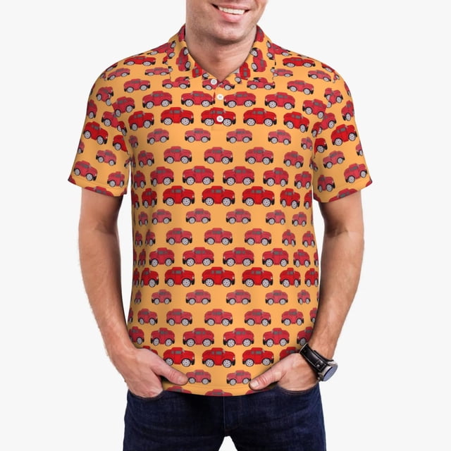 Vsdgher Polos Imprimé Voitures Rouges pour Hommes, Polo Extensible à Manches Courtes pour Hommes, Chemises pour Hommes-TG