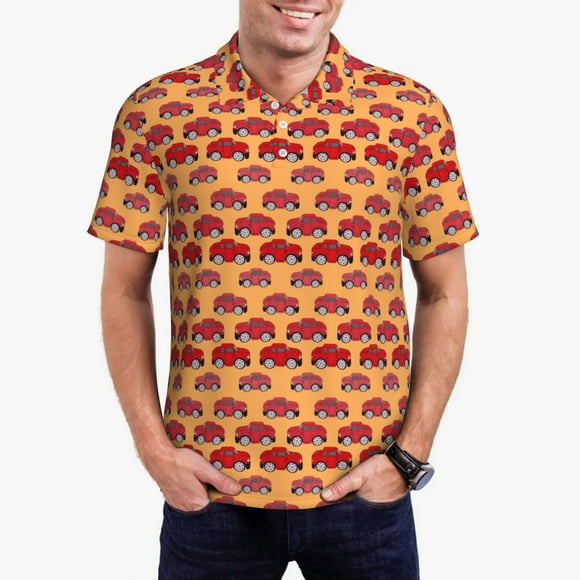 Vsdgher Polos Imprimé Voitures Rouges pour Hommes, Polo Extensible à Manches Courtes pour Hommes, Chemises pour Hommes-TG