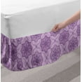 thumbnail image 2 of Oriental Bed Skirt, Monochrome Design Folkloric Motif Illustration, Elastic Bedskirt Dust Ruffle Wrap Around for Bedding Decor, 4 Sizes, Pastel Purple Mauve, by Ambesonne, 2 of 2