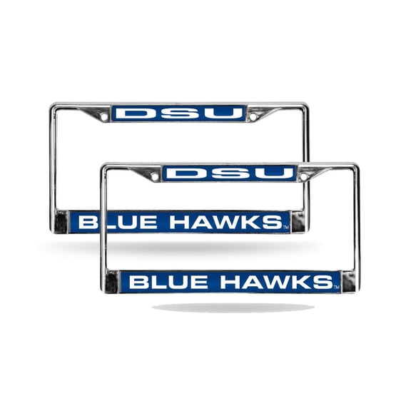 Dickinson State Bluehawks Chrome Metal Laser Cut License Plate Frame - Set of 2 Frames